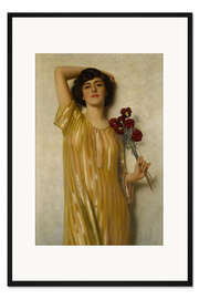 Gerahmter Kunstdruck Dame in Gelb
