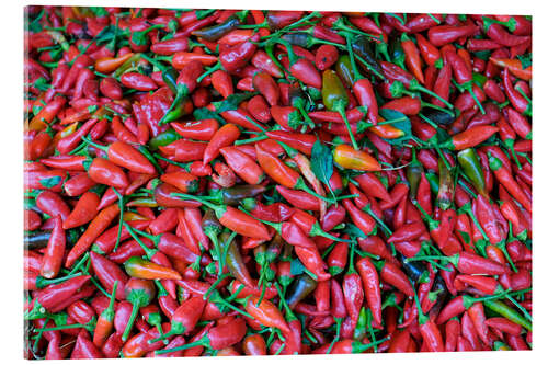 Acrylglas print Red hot chiles in the market, Fes, Morocco