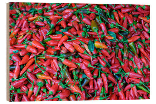 Print på træ Red hot chiles in the market, Fes, Morocco