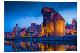 Foam board print City buildings reflecting in river at sunset, Gdansk, Poland