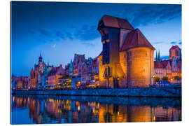 Gallery print City buildings reflecting in river at sunset, Gdansk, Poland