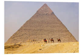 Tableau en PVC Giza, Men on camels at the Great Pyramid