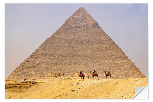 Wall sticker Giza, Men on camels at the Great Pyramid