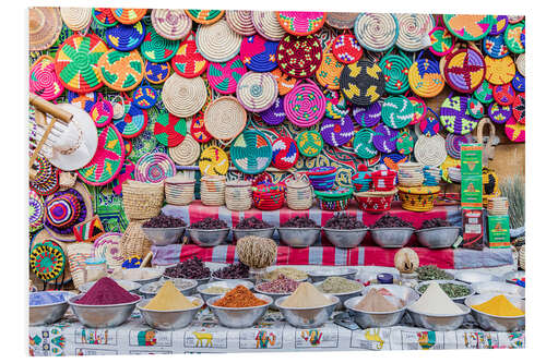 Foam board print Baskets and spices at the market of Luxor, Egypt