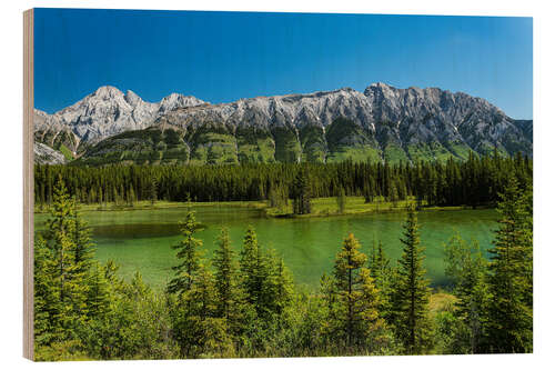 Cuadro de madera Landscape at Spillway Lake, Kananaskis Country, Canada