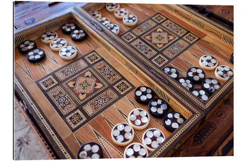 Galleritryck Hand carved backgammon set with inlay, Fes, Morocco