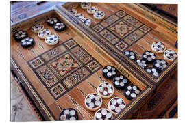 Cuadro de plexi-alu Hand carved backgammon set with inlay, Fes, Morocco