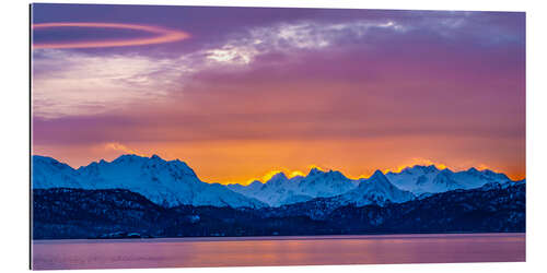 Gallery print Sunrise on mountains and Chilkat River, Alaska