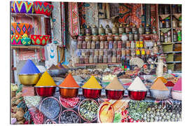 Galleritryck Spices for sale at a shop, Luxor, Egypt