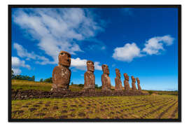 Gerahmter Kunstdruck Moai-Statuen von Ahu Akivi, Rapa Nui, Osterinsel