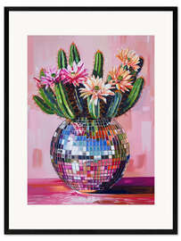 Inramat konsttryck Cactus in Disco ball