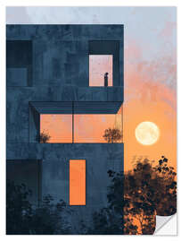 Wandsticker Sommerlicher städtischer Sonnenuntergang