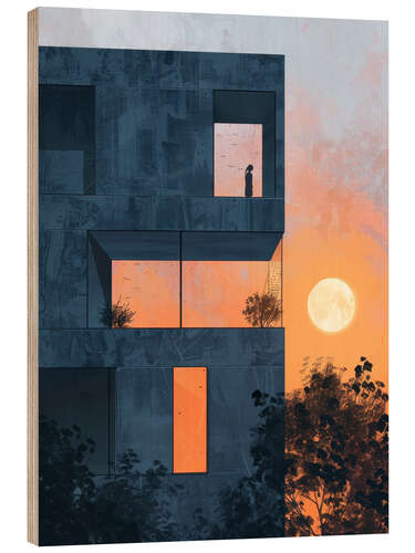 Hout print Summer Urban Sunset