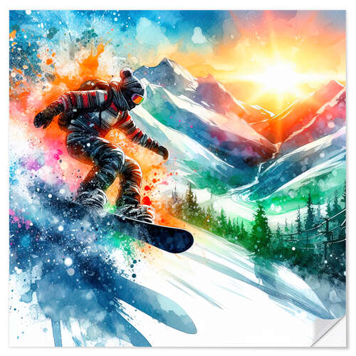 Wall sticker Snowboard at full speed