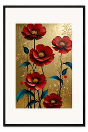 Gerahmter Kunstdruck Rot und Gold