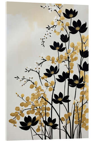 Acrylglasbild Black Flowers