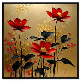 Gerahmter Kunstdruck Roter und goldener Frühling