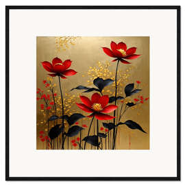 Stampa artistica con cornice Red and golden spring