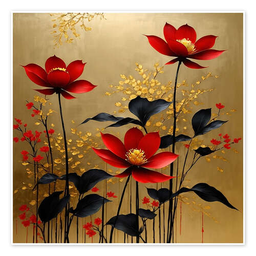 Poster Red and golden spring