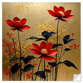 Selvklebende plakat Red and golden spring