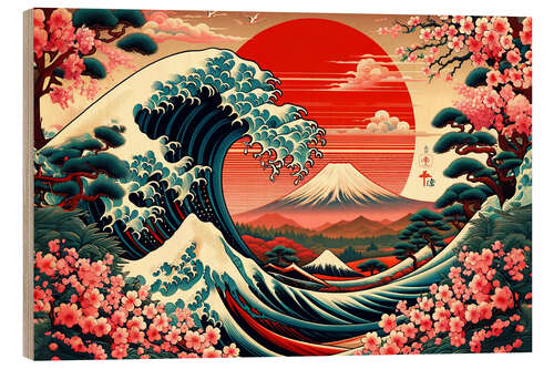 Obraz na drewnie Eternal Wave: Blossom's Embrace