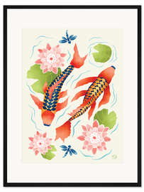 Gerahmter Kunstdruck Teich der Koi-Fische