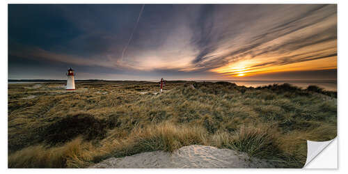 Wandsticker Sonnenuntergang in den Dünen, Sylt