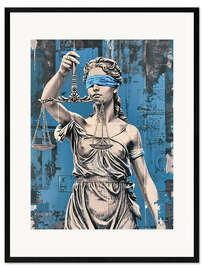 Gerahmter Kunstdruck Justitia mit Waage