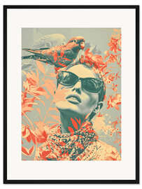 Gerahmter Kunstdruck Portrait Frau mit Frühlingsgefühlen