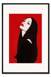 Gerahmter Kunstdruck Gothic Lady in Schwarz und Rot