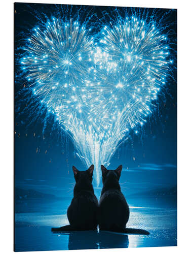 Tableau en aluminium Heart Fireworks