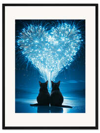Gerahmter Kunstdruck Herz-Feuerwerk