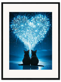 Framed art print Heart Fireworks