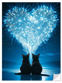 Selvklebende plakat Heart Fireworks