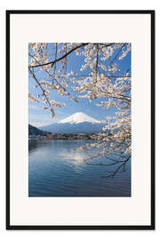 Gerahmter Kunstdruck Berg Fuji und See Kawaguchi im Frühling II