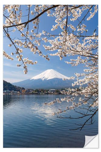 Selvklebende plakat Mount Fuji and Lake Kawaguchi in Spring II