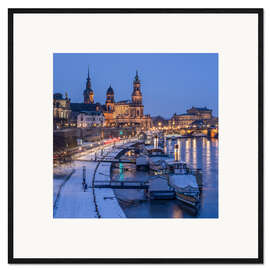 Ingelijste kunstdruk Dresden Old Town in Winter