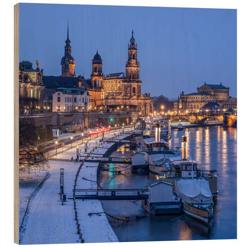 Stampa su legno Dresden Old Town in Winter