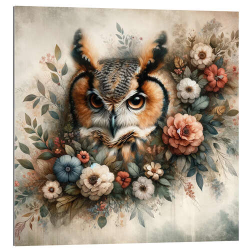 Galleriataulu Floral Whimsy: Owl's Quiet Gaze