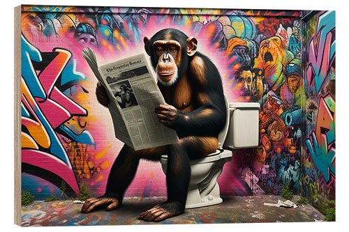 Tableau en bois Urban Jungle: Thoughtful Graffiti Artistry