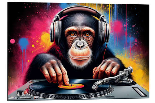 Aluminium print Chimp DJ: Beats of the Wild