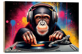 Holzbild Chimp DJ: Beats der Wildnis