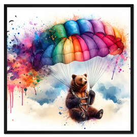 Gerahmter Kunstdruck Fallschirmbär