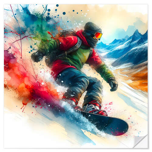 Sticker mural Snowboard at Full Speed I