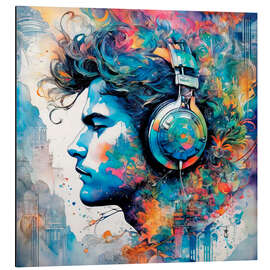 Aluminium print Young Man with Headphones