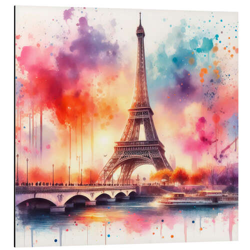 Cuadro de aluminio The Eifel Tower in Watercolor