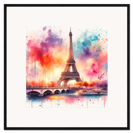 Innrammet kunsttrykk The Eifel Tower in Watercolor
