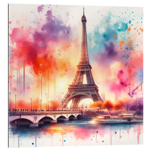 Tableau en plexi-alu The Eifel Tower in Watercolor