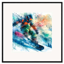 Plakat artystyczny premium w ramie Snowboard at Full Speed II