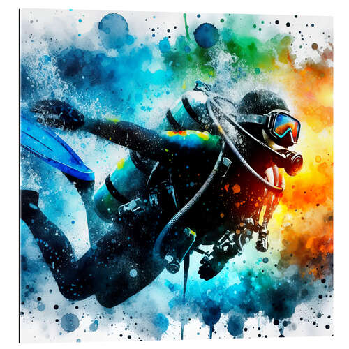 Gallery print Diver with Diving Suit in Watercolor